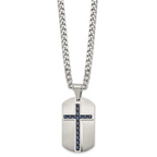 Brushed and Polished Cross Stainless Steel Necklace