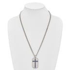 Brushed and Polished Cross Stainless Steel Necklace