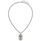 Brushed and Polished Cross Stainless Steel Necklace