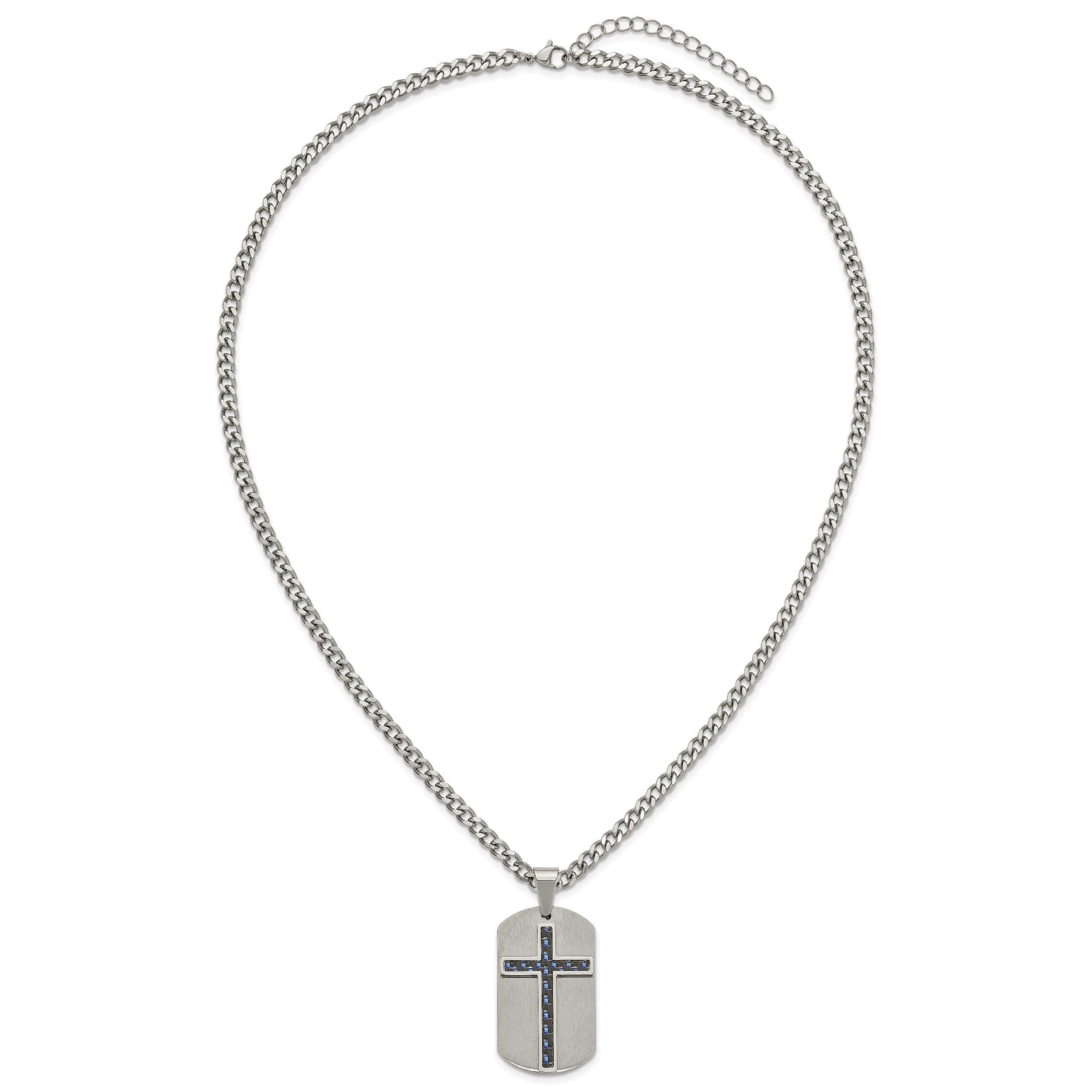 Brushed and Polished Cross Stainless Steel Necklace