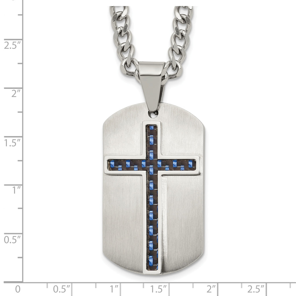 Brushed and Polished Cross Stainless Steel Necklace