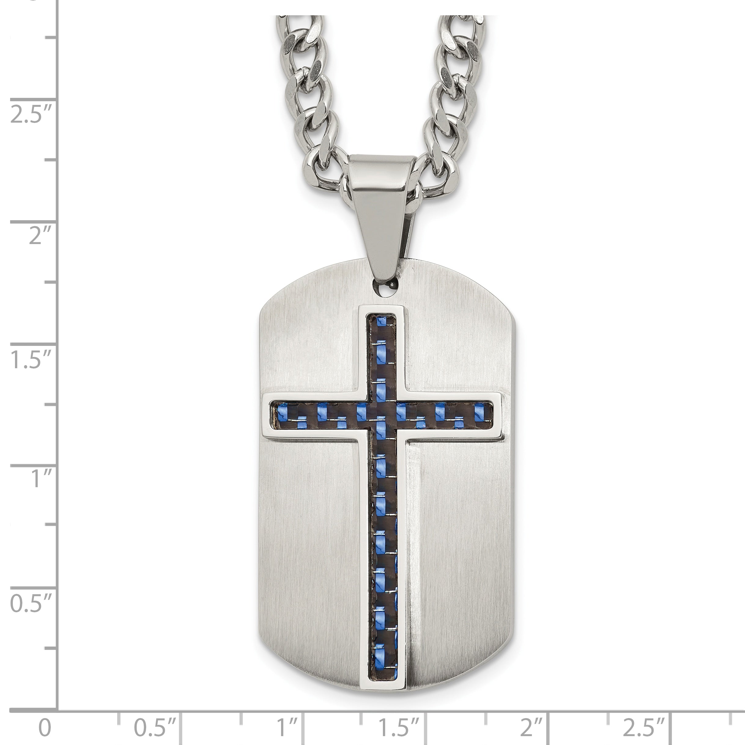 Brushed and Polished Cross Stainless Steel Necklace