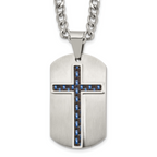Brushed and Polished Cross Stainless Steel Necklace