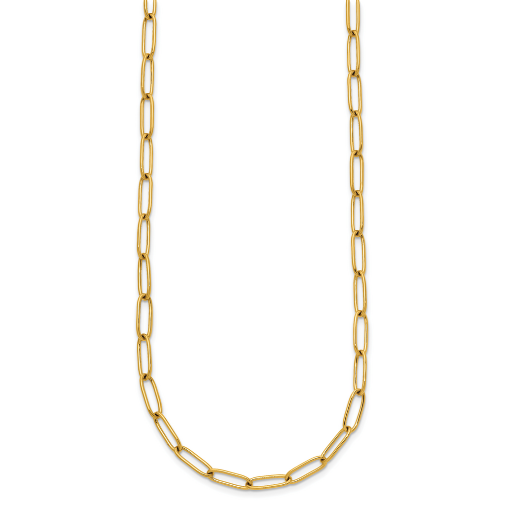Polished Gold-Tone Stainless Steel Paperclip Chain Necklace 4.5mm 20in
