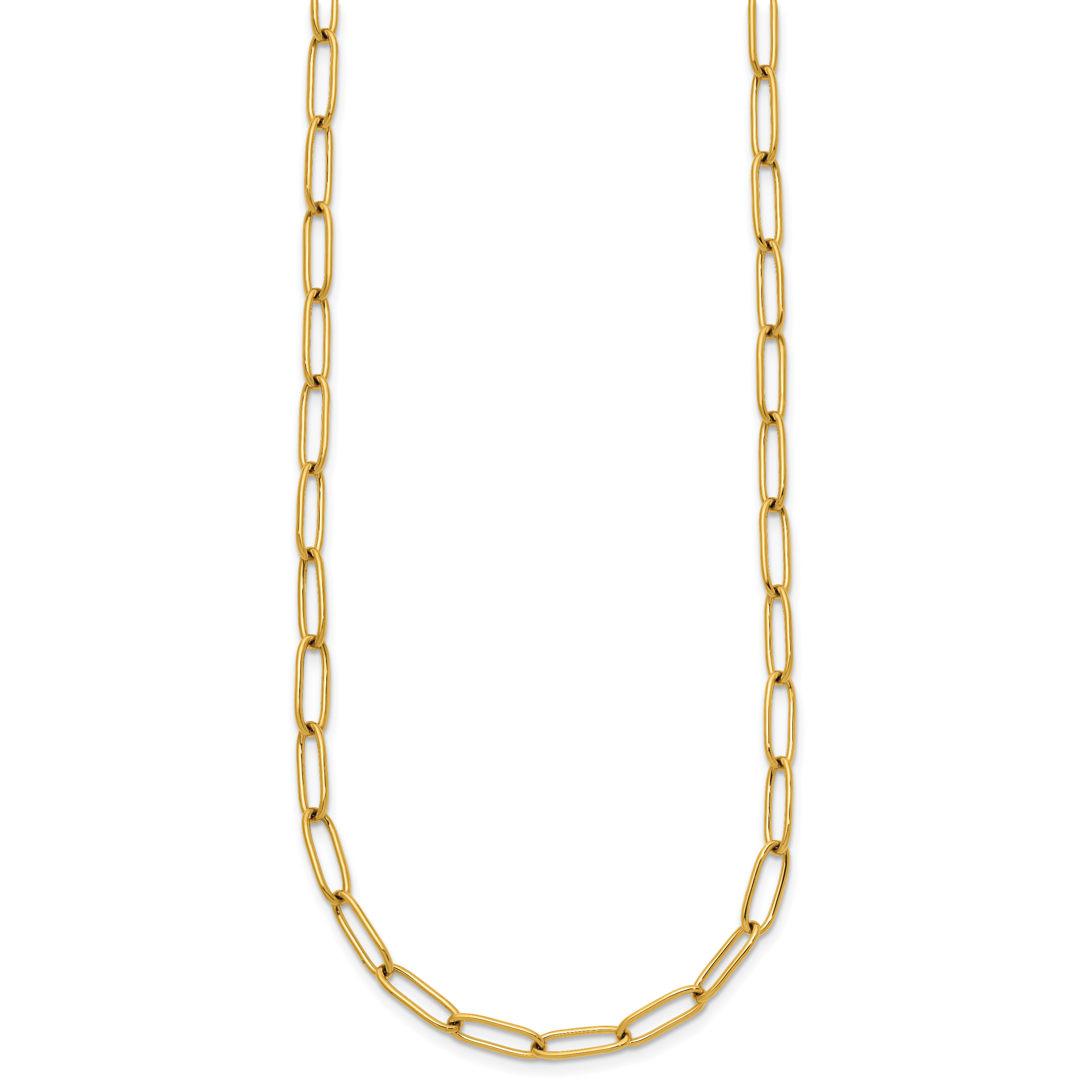 Polished Gold-Tone Stainless Steel Paperclip Chain Necklace 4.5mm 20in
