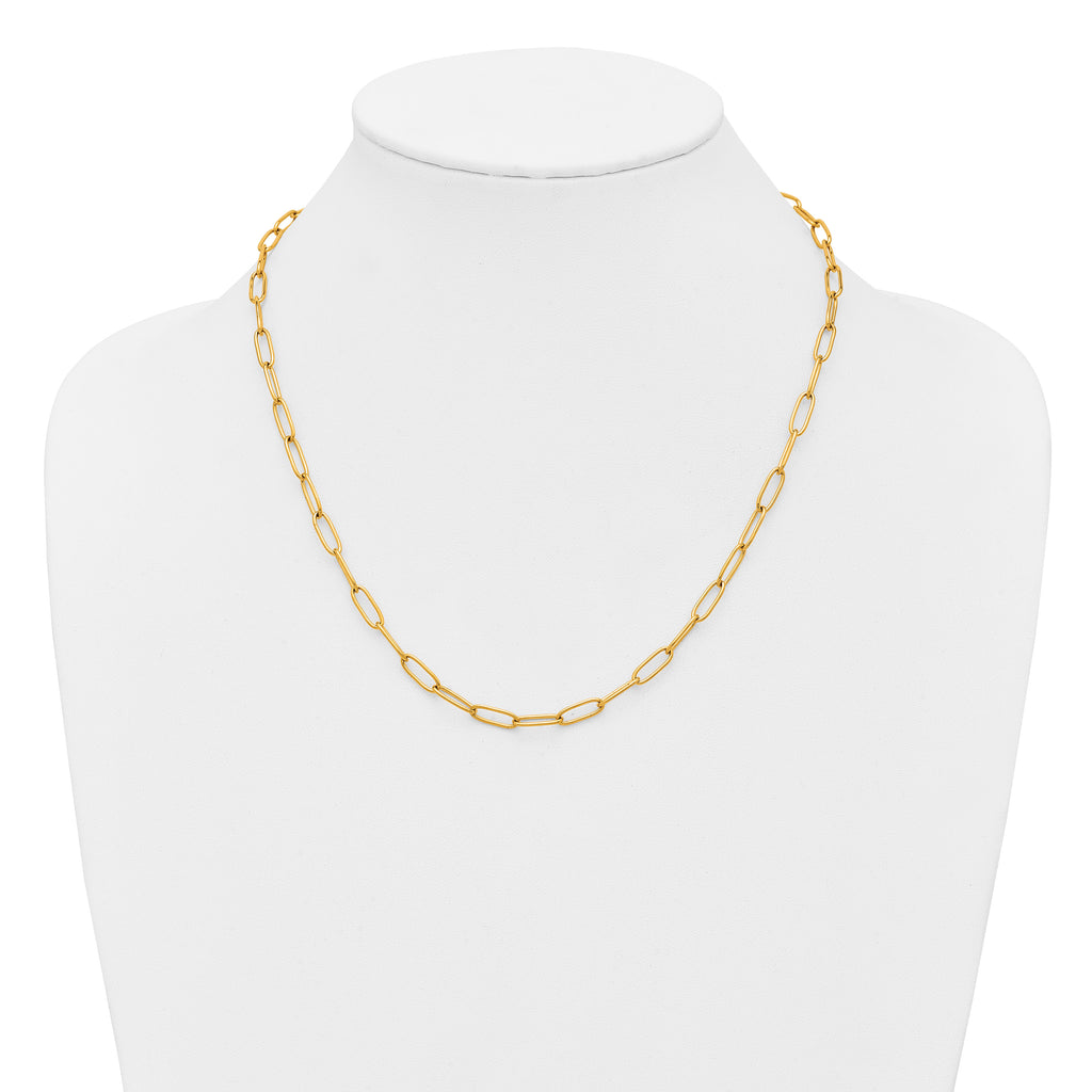 Polished Gold-Tone Stainless Steel Paperclip Chain Necklace 4.5mm 20in