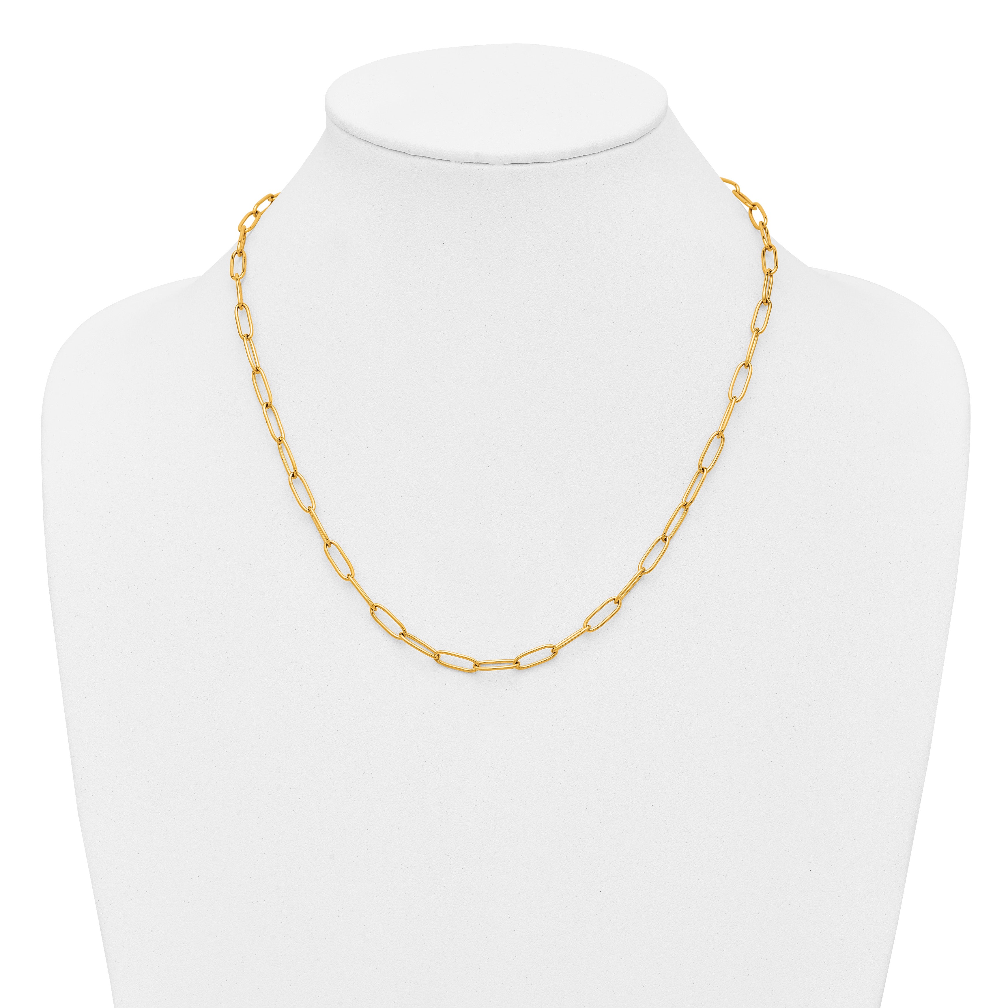 Polished Gold-Tone Stainless Steel Paperclip Chain Necklace 4.5mm 20in