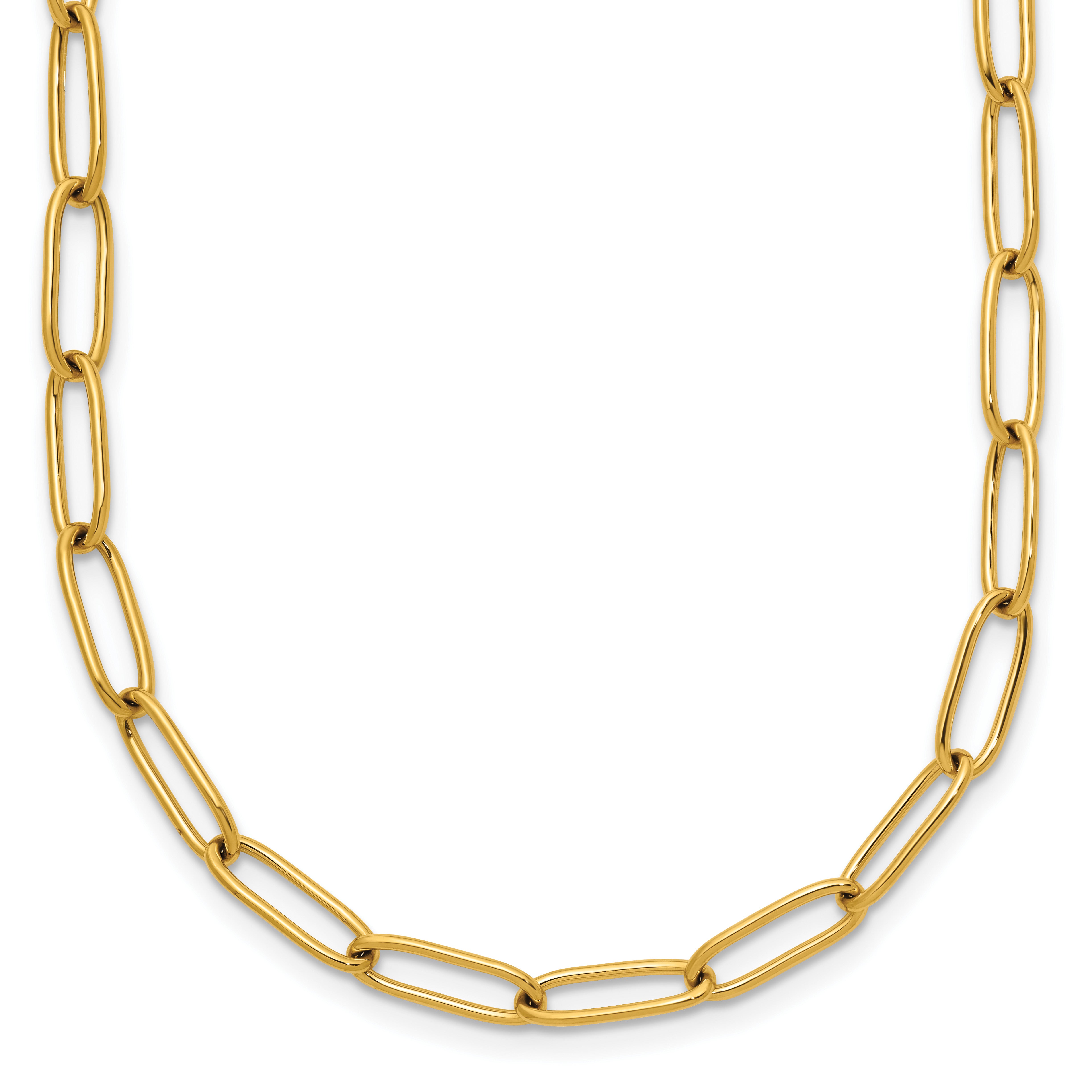 Polished Gold-Tone Stainless Steel Paperclip Chain Necklace 4.5mm 20in Main image
