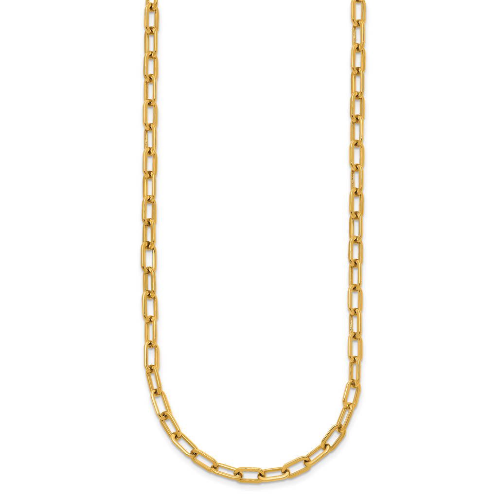 Polished Gold-Tone Stainless Steel Paperclip Chain Necklace 4.25mm