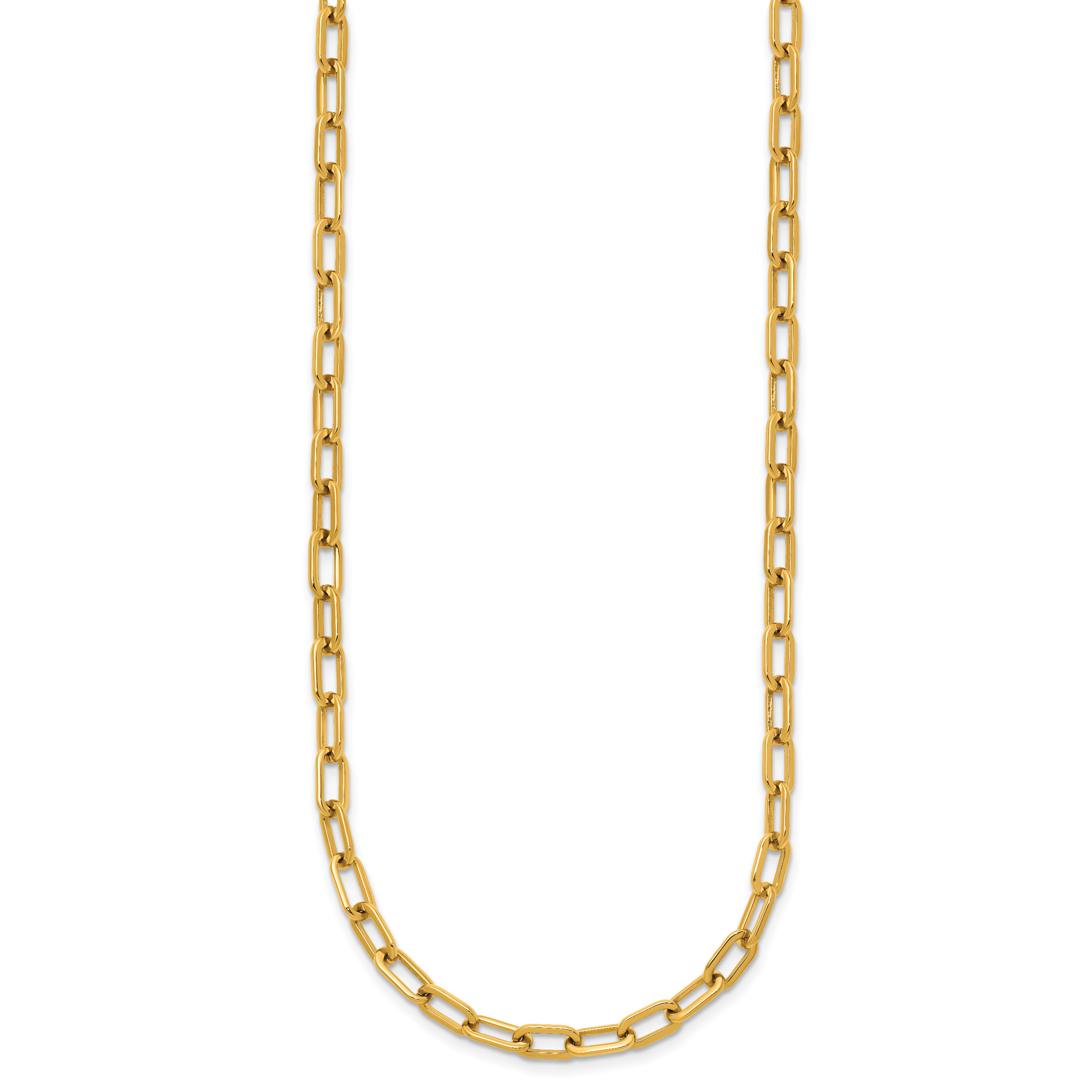 Polished Gold-Tone Stainless Steel Paperclip Chain Necklace 4.25mm