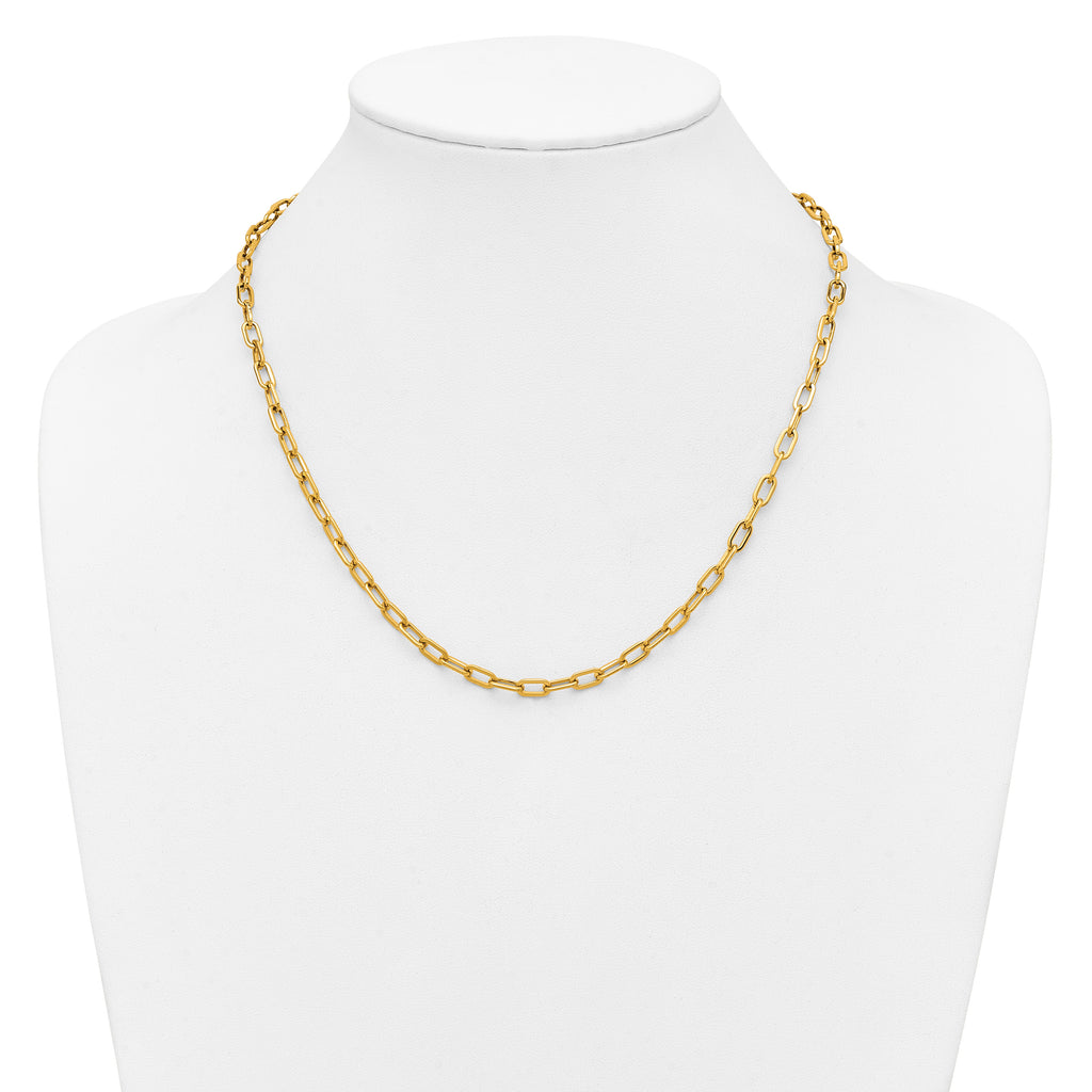 Polished Gold-Tone Stainless Steel Paperclip Chain Necklace 4.25mm