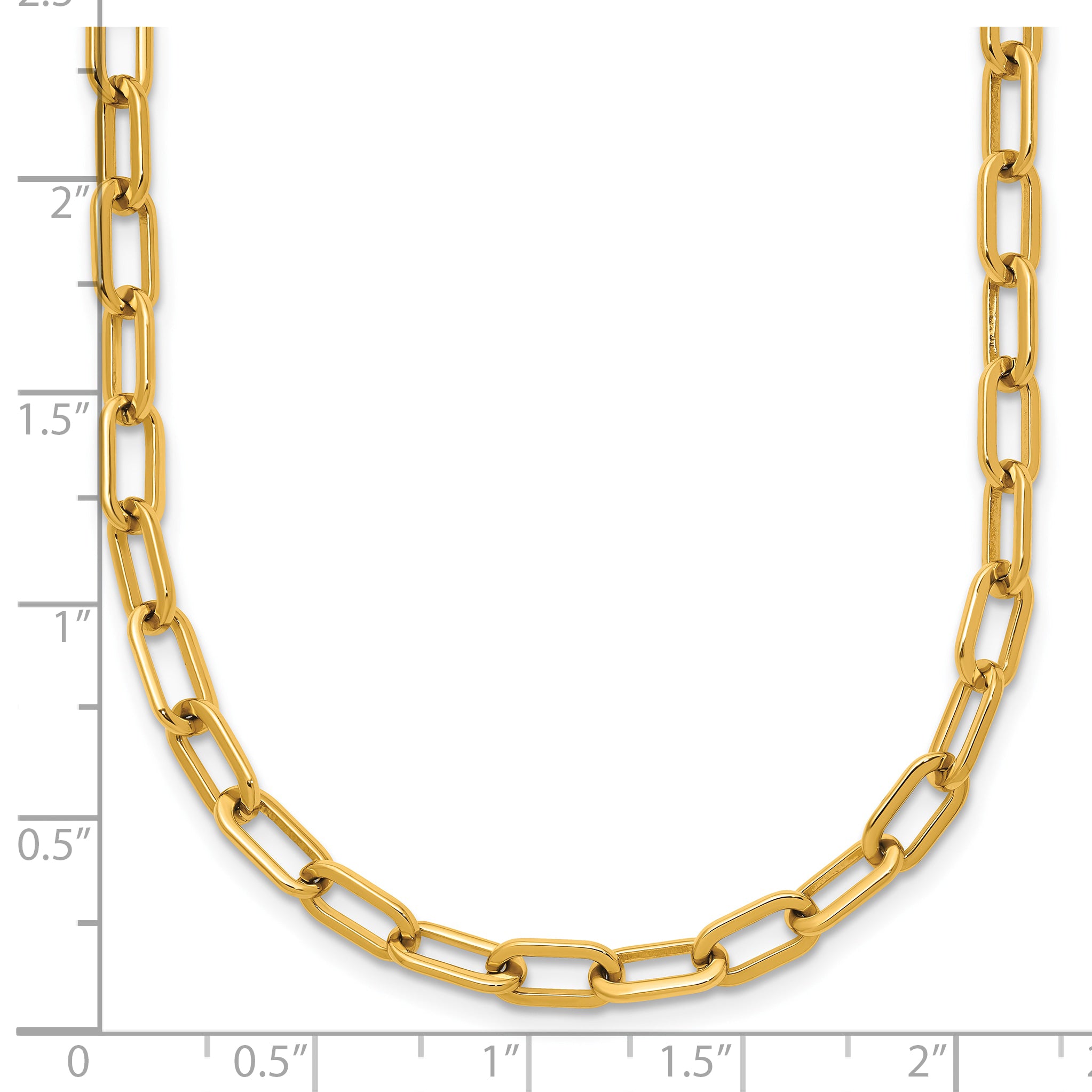 Polished Gold-Tone Stainless Steel Paperclip Chain Necklace 4.25mm