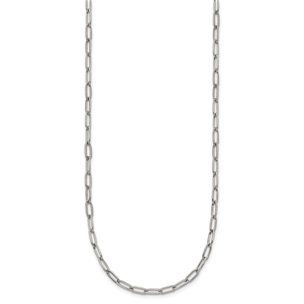 Polished Stainless Steel Paperclip Chain Necklace 3.25mm
