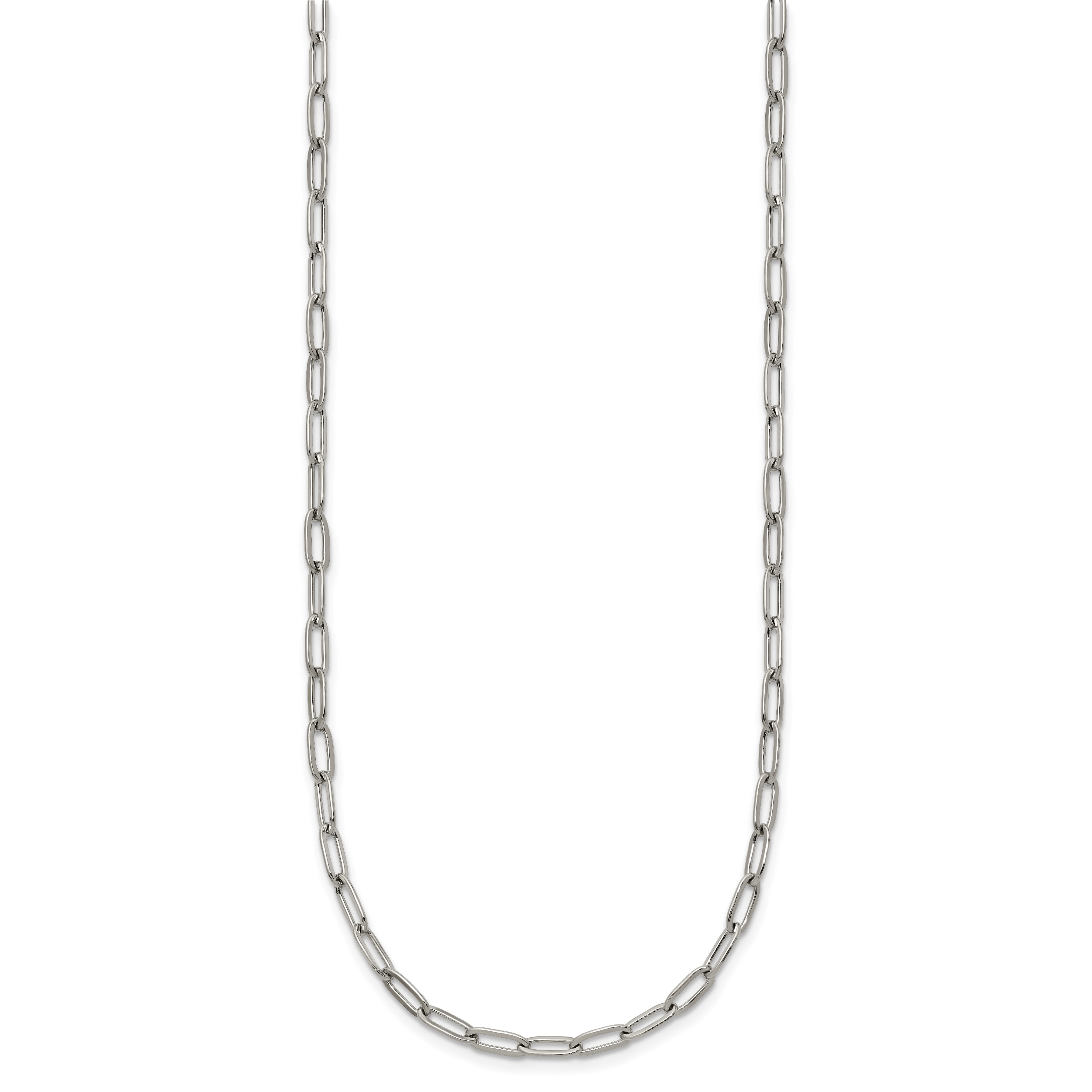 Polished Stainless Steel Paperclip Chain Necklace 3.25mm