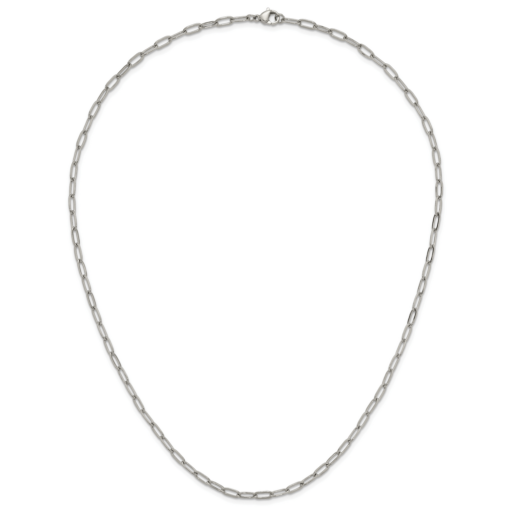 Polished Stainless Steel Paperclip Chain Necklace 3.25mm