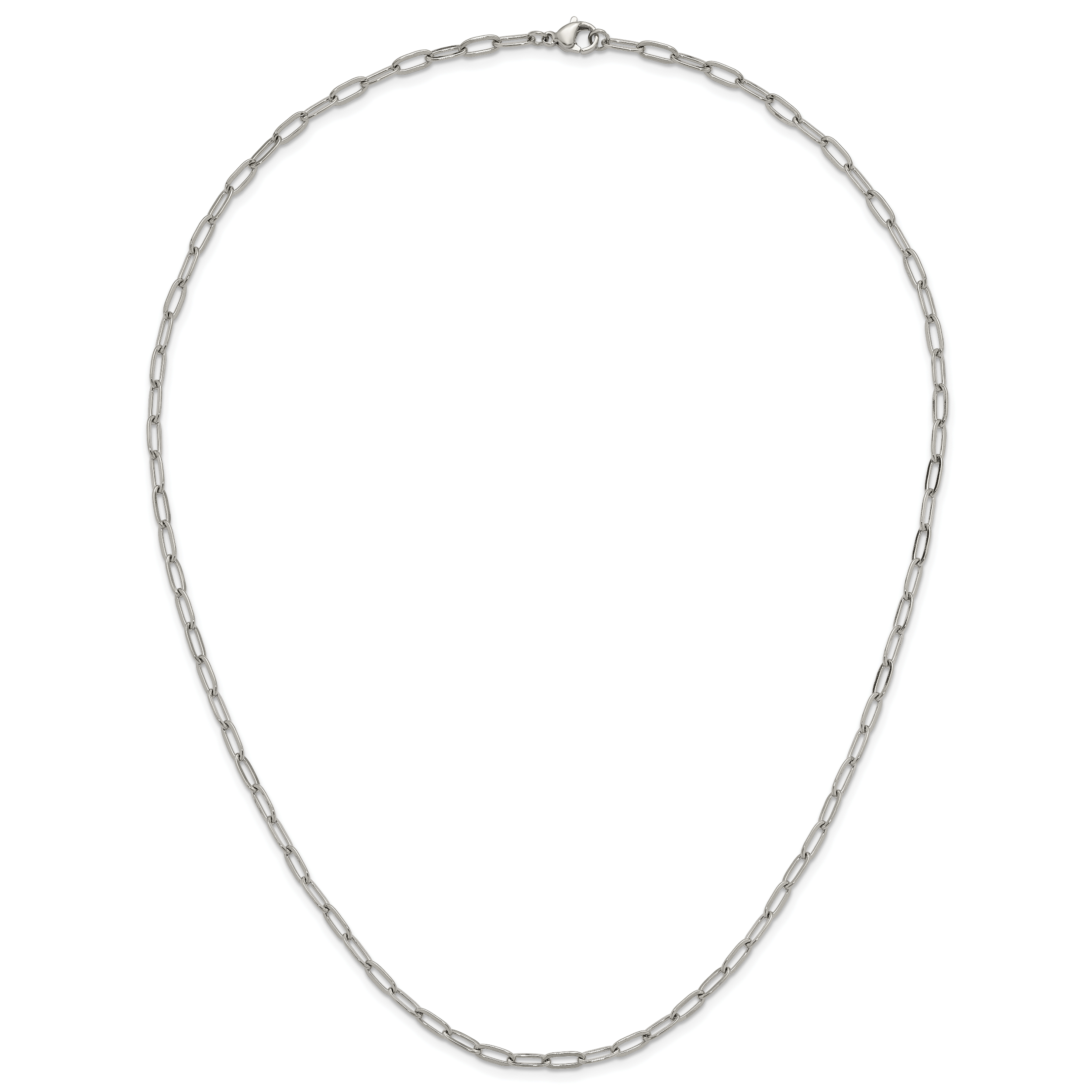 Polished Stainless Steel Paperclip Chain Necklace 3.25mm