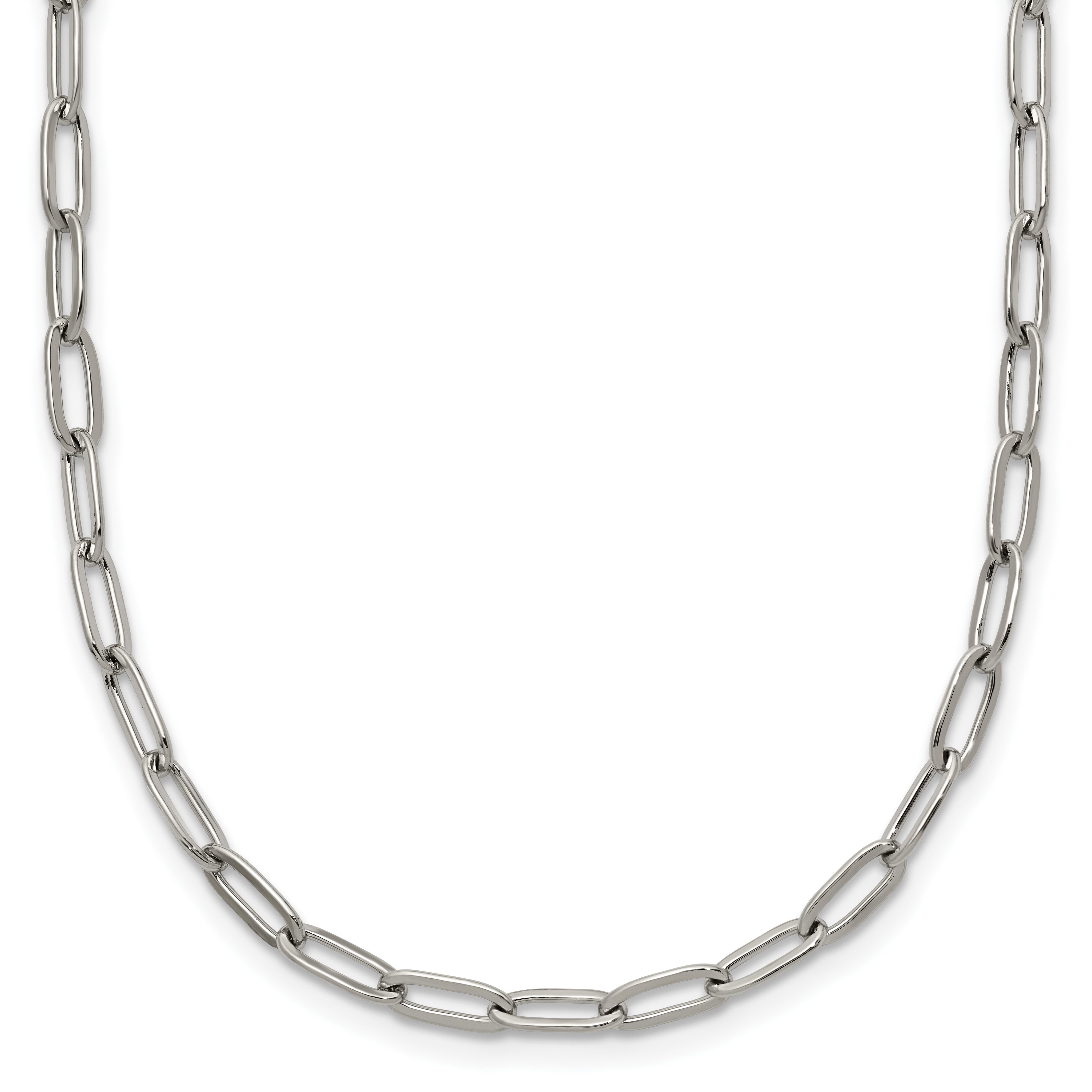 Polished Stainless Steel Paperclip Chain Necklace 3.25mm Main image