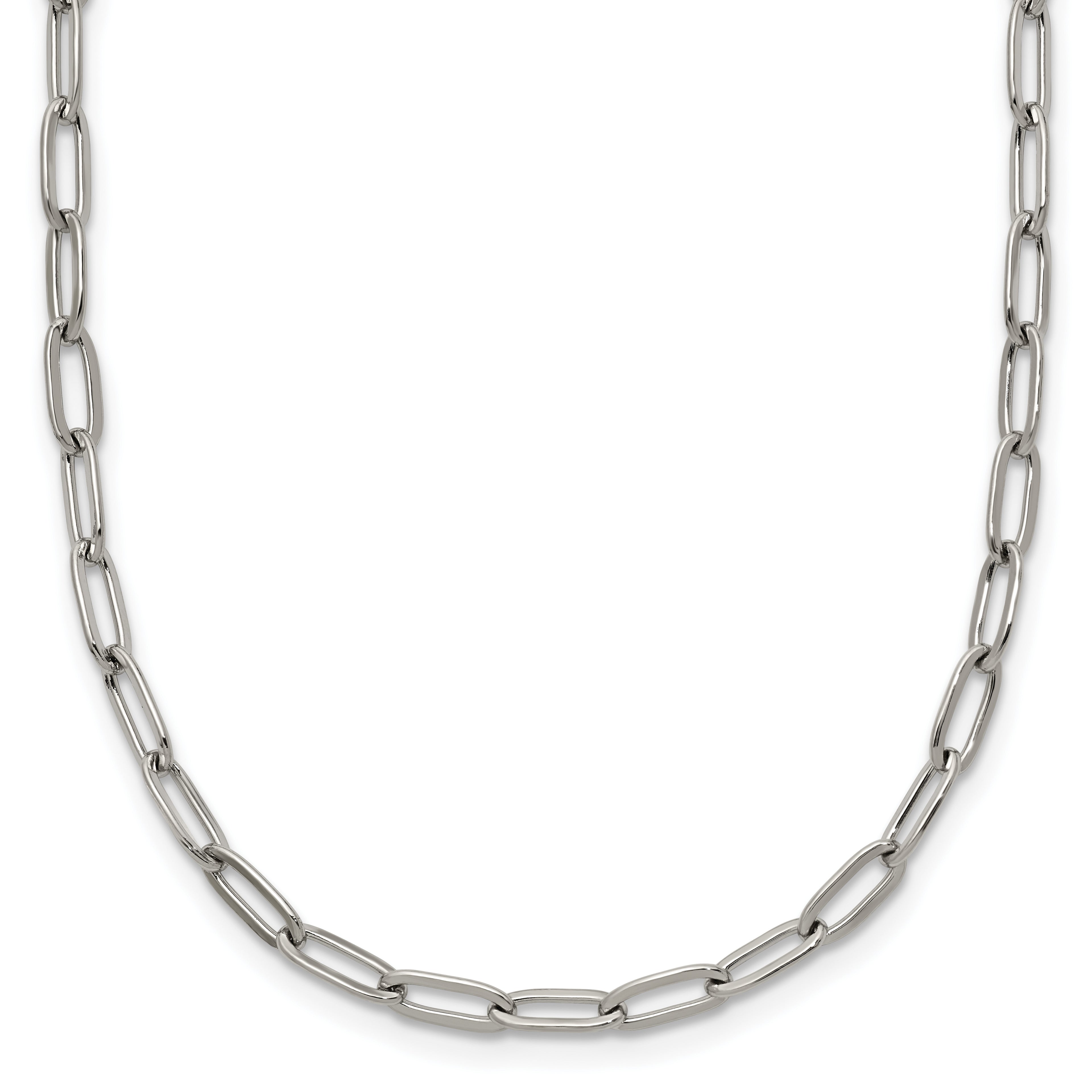Polished Stainless Steel Paperclip Chain Necklace 3.25mm