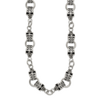 Chisel Stainless Steel Antiqued and Polished Skull 24 inch Necklace