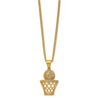 Gold-Tone Polished Crystal Stainless Steel Necklace 3.05mm