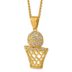 Gold-Tone Polished Crystal Stainless Steel Necklace 3.05mm