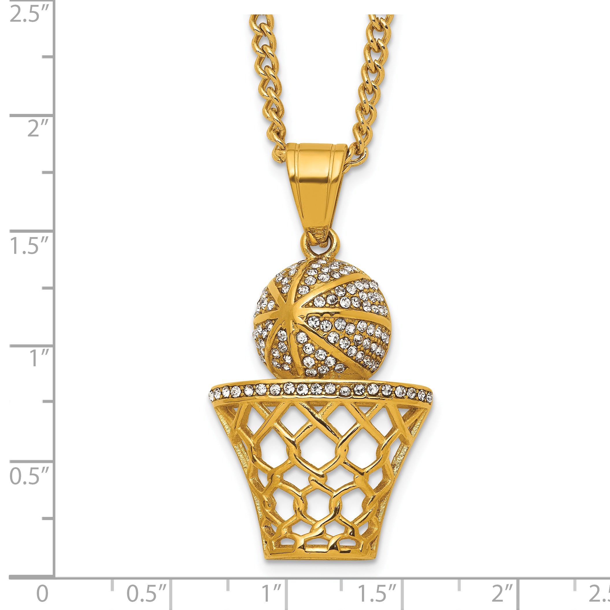 Gold-Tone Polished Crystal Stainless Steel Necklace 3.05mm