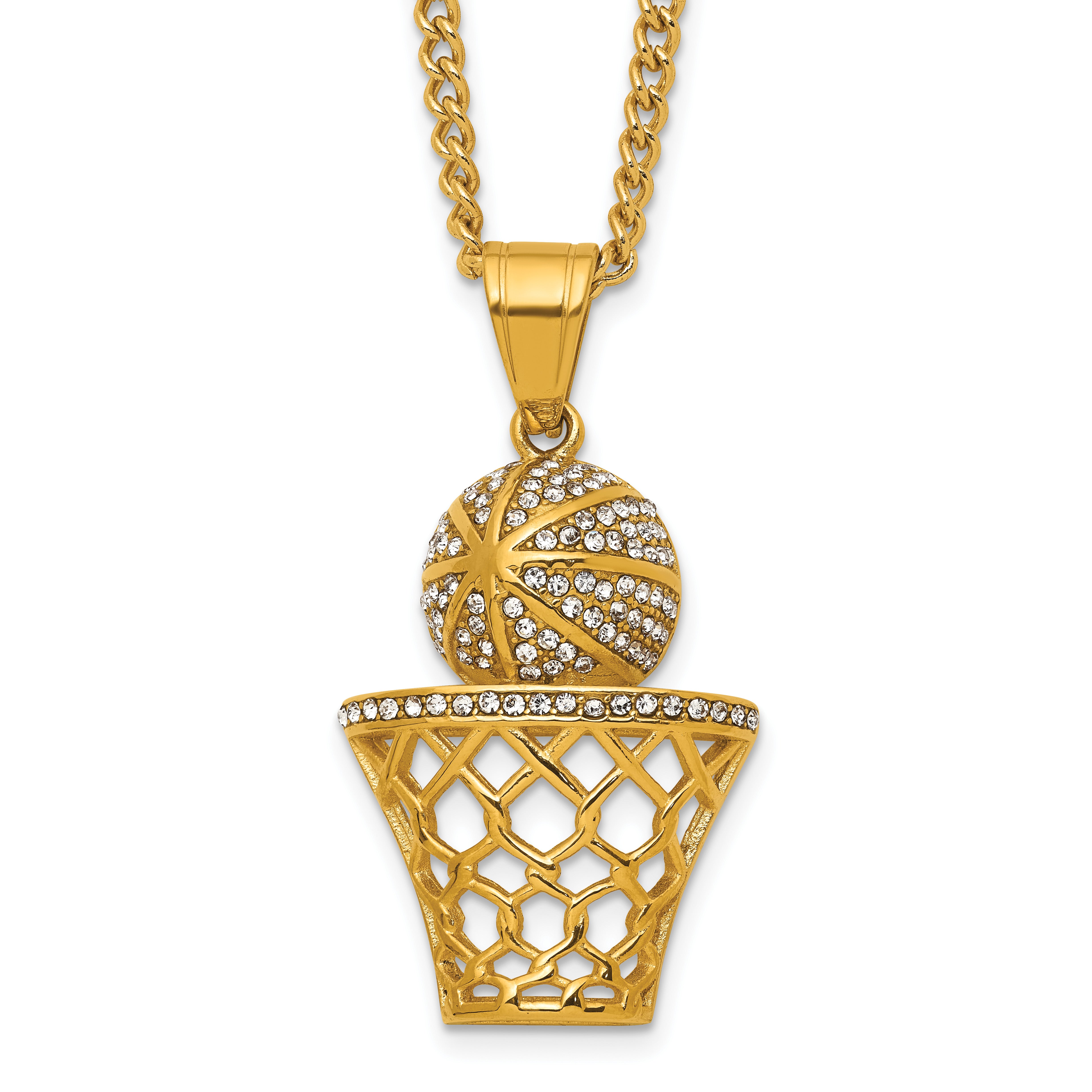 Gold-Tone Polished Crystal Stainless Steel Necklace 3.05mm Main image