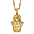 Gold-Tone Polished Crystal Stainless Steel Necklace 3.05mm