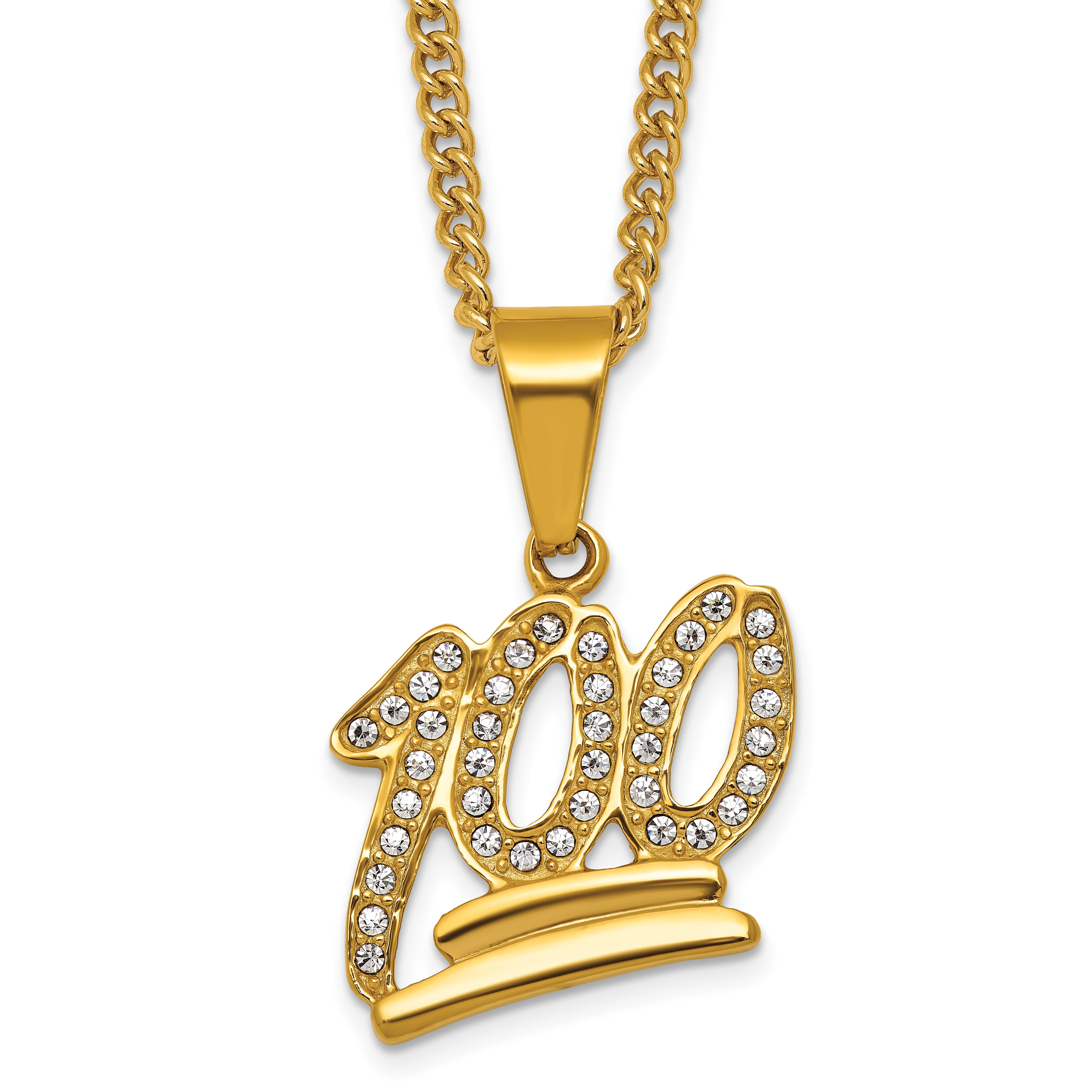 Gold-Tone Polished Crystal Stainless Steel Necklace 3mm Main image