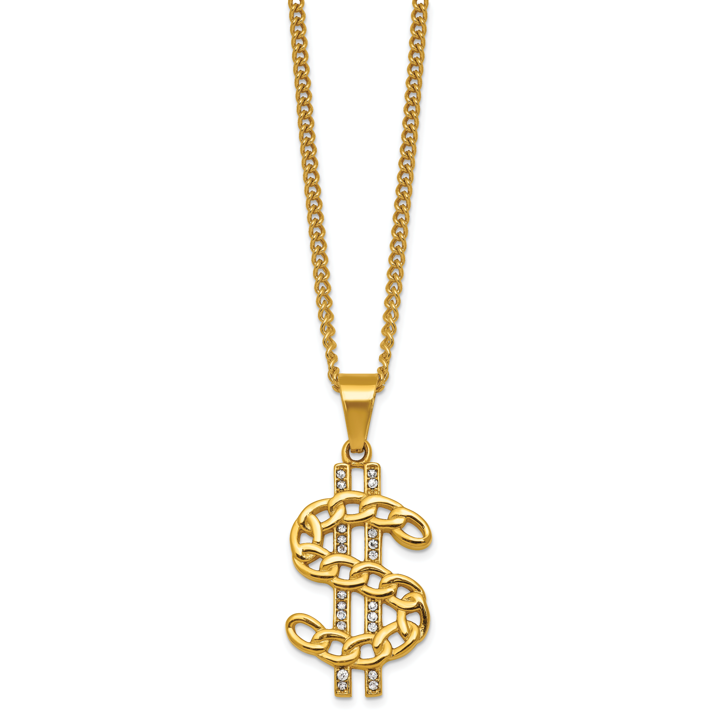 Gold-Tone Polished Crystal Stainless Steel Necklace 2.85mm Secondary image