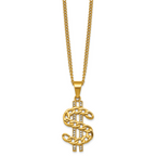 Gold-Tone Polished Crystal Stainless Steel Necklace 2.85mm