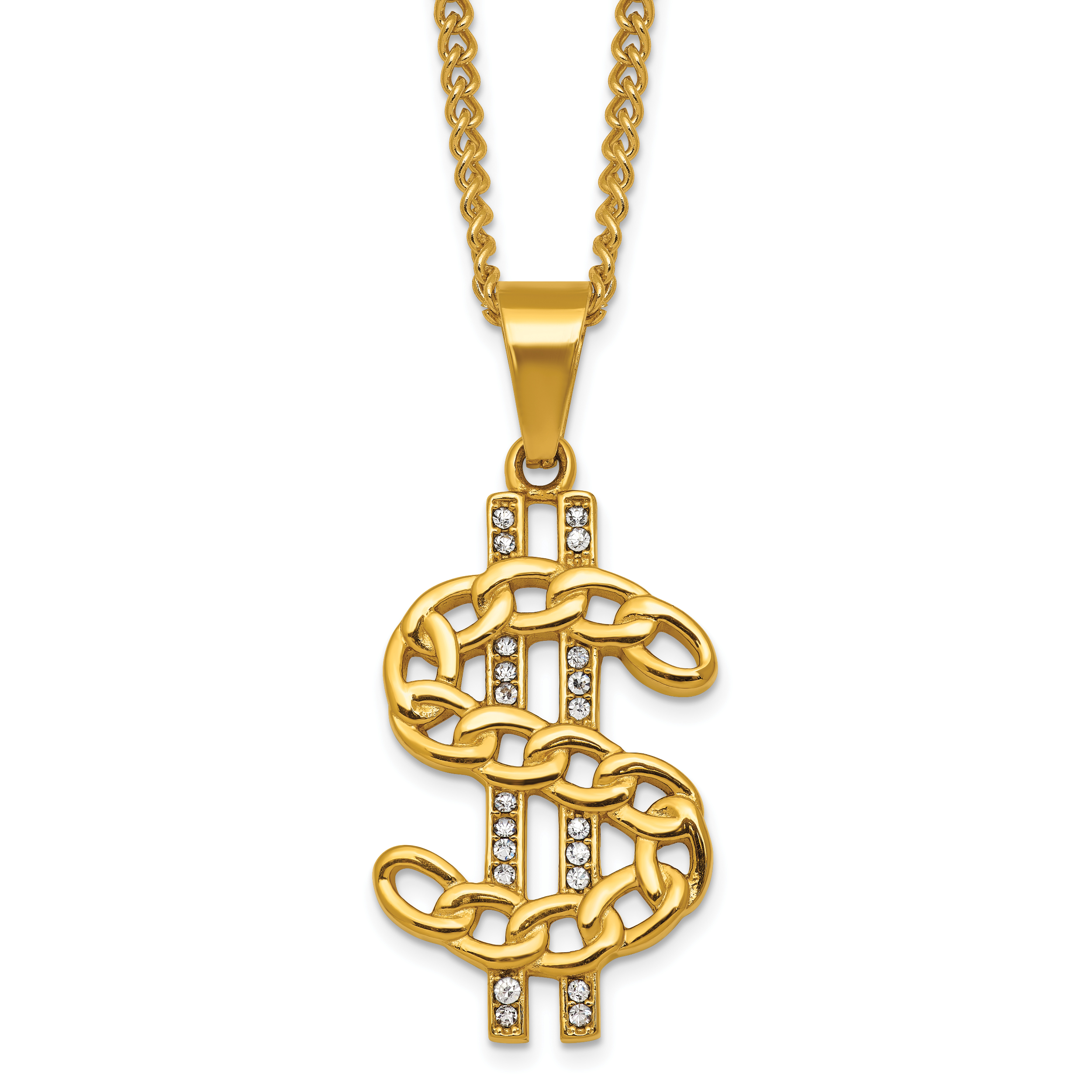 Gold-Tone Polished Crystal Stainless Steel Necklace 2.85mm Main image