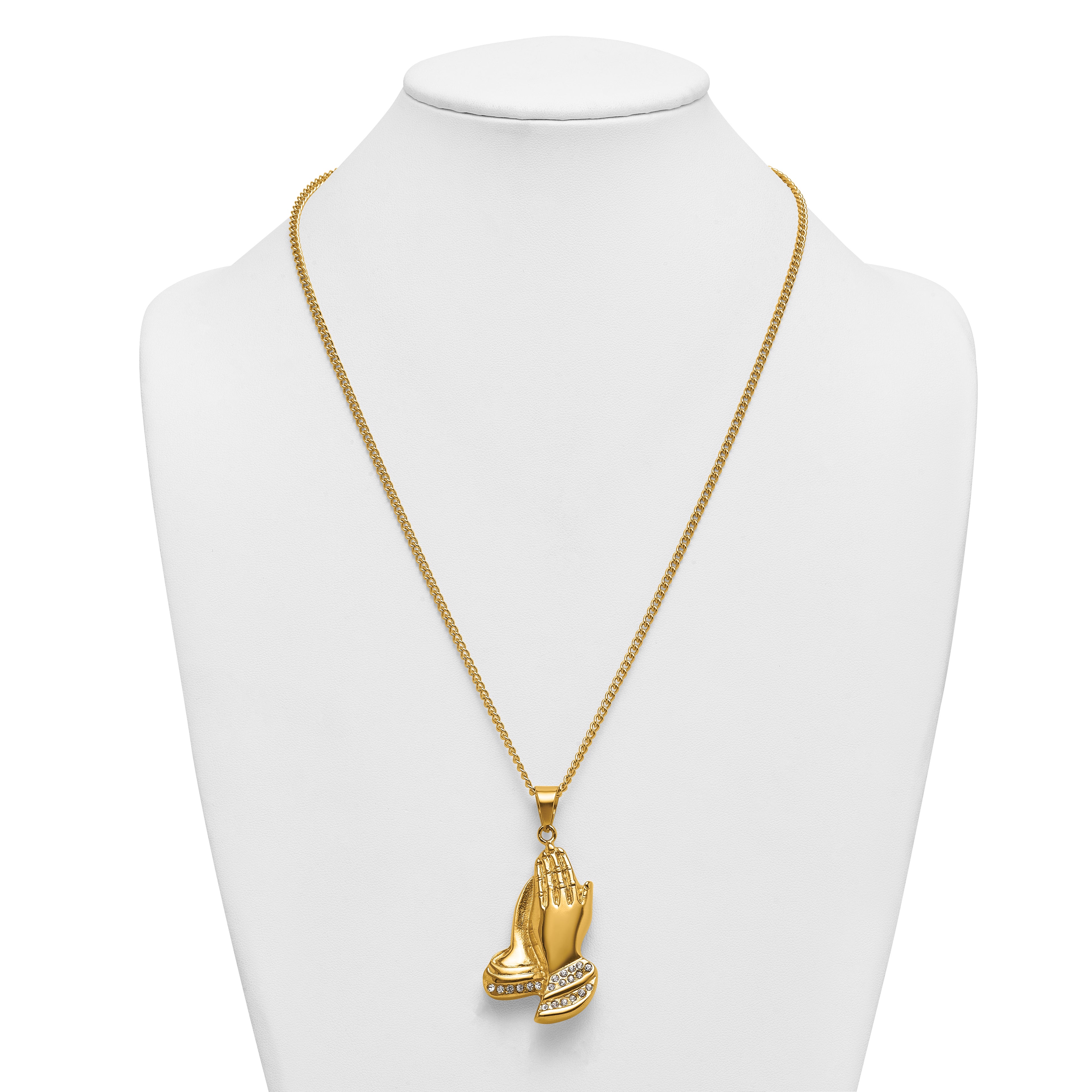 Gold-Tone Polished Crystal Stainless Steel Necklace 2.9mm