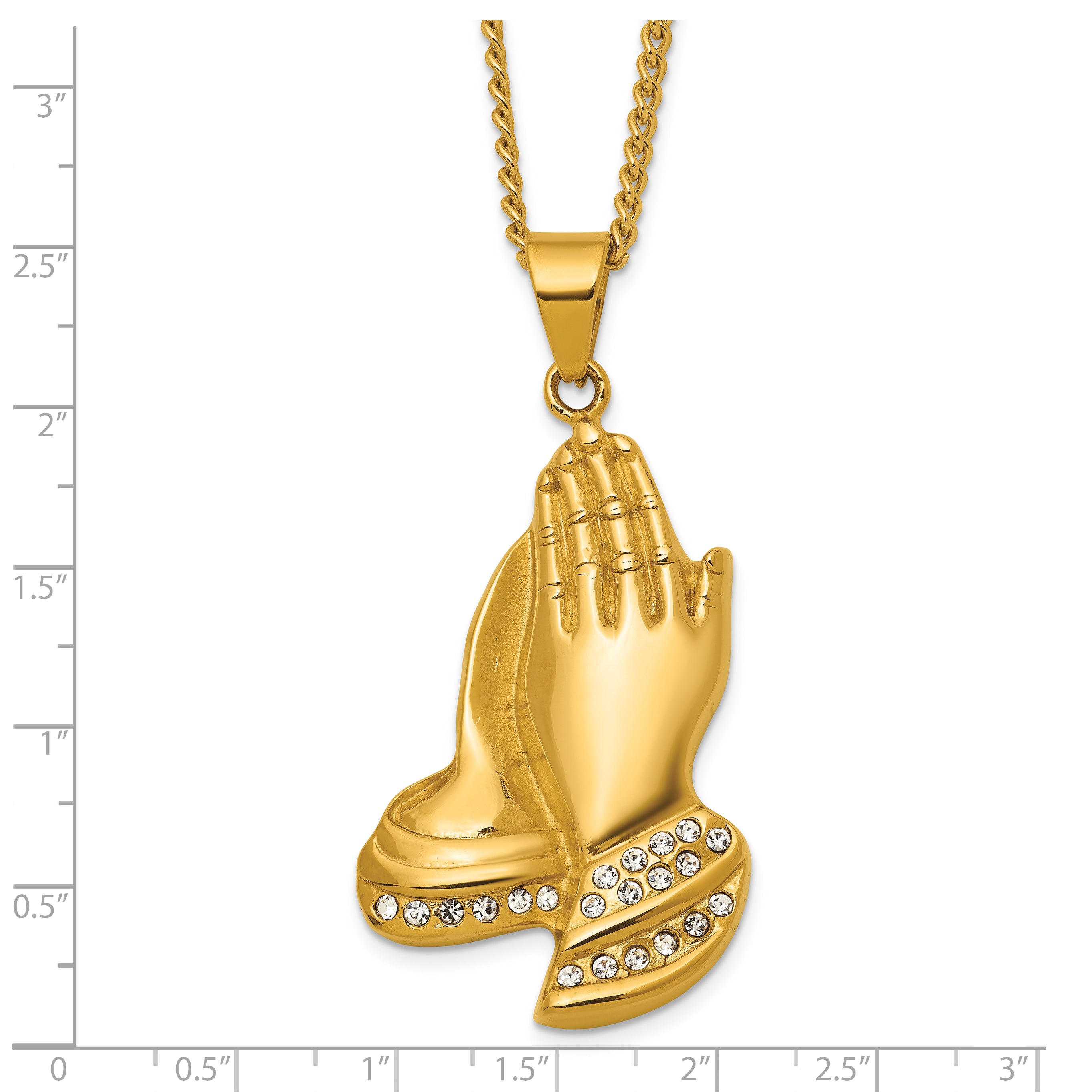 Gold-Tone Polished Crystal Stainless Steel Necklace 2.9mm
