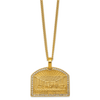 Gold-Tone Polished Crystal Stainless Steel Necklace 3mm 24in
