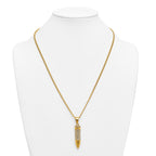 Gold-Tone Polished Crystal Bullet Stainless Steel Necklace 2.9mm