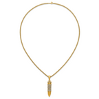 Gold-Tone Polished Crystal Bullet Stainless Steel Necklace 2.9mm