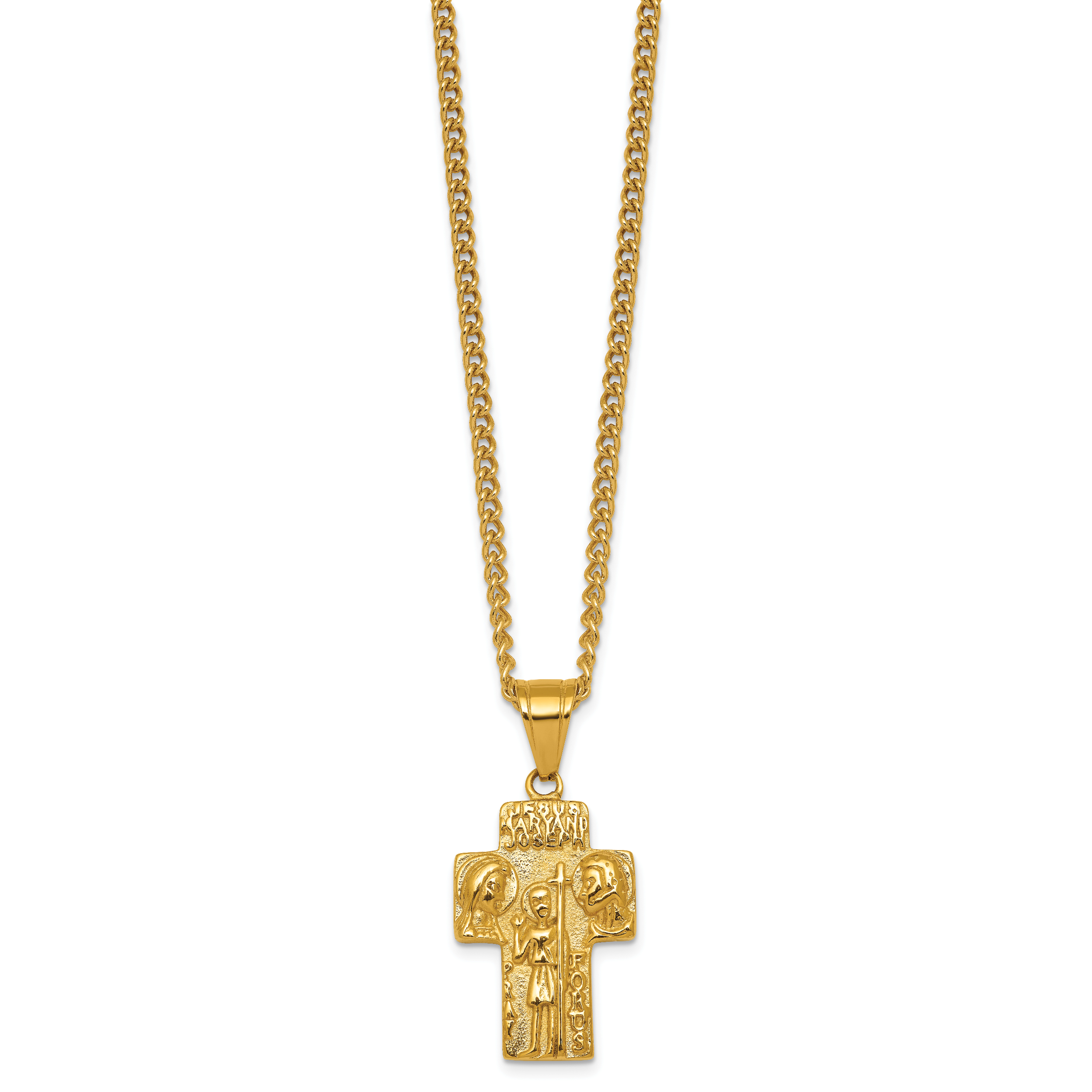 Gold-Tone Polished Cross Stainless Steel Necklace 2.8mm Secondary image
