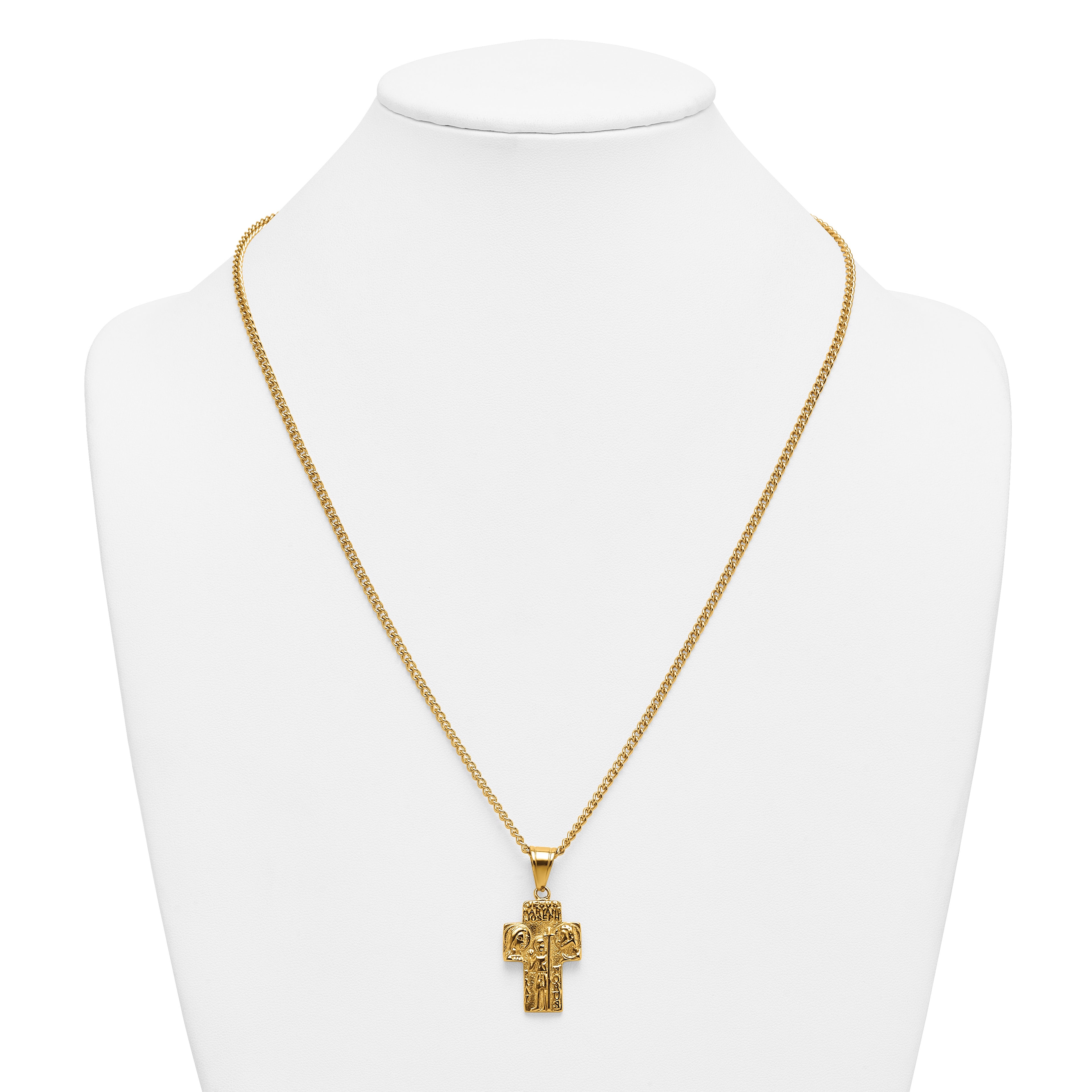 Gold-Tone Polished Cross Stainless Steel Necklace 2.8mm