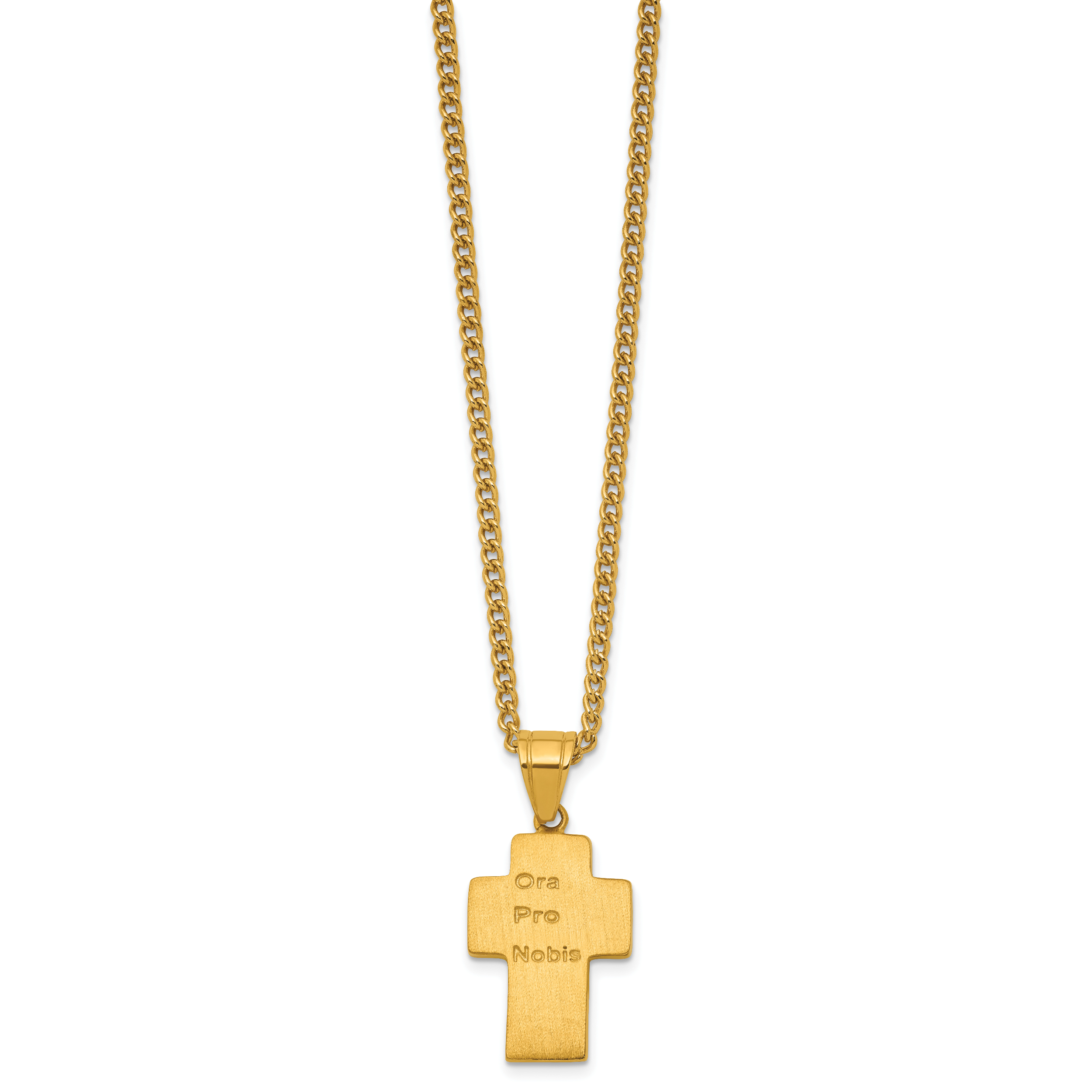 Gold-Tone Polished Cross Stainless Steel Necklace 2.8mm