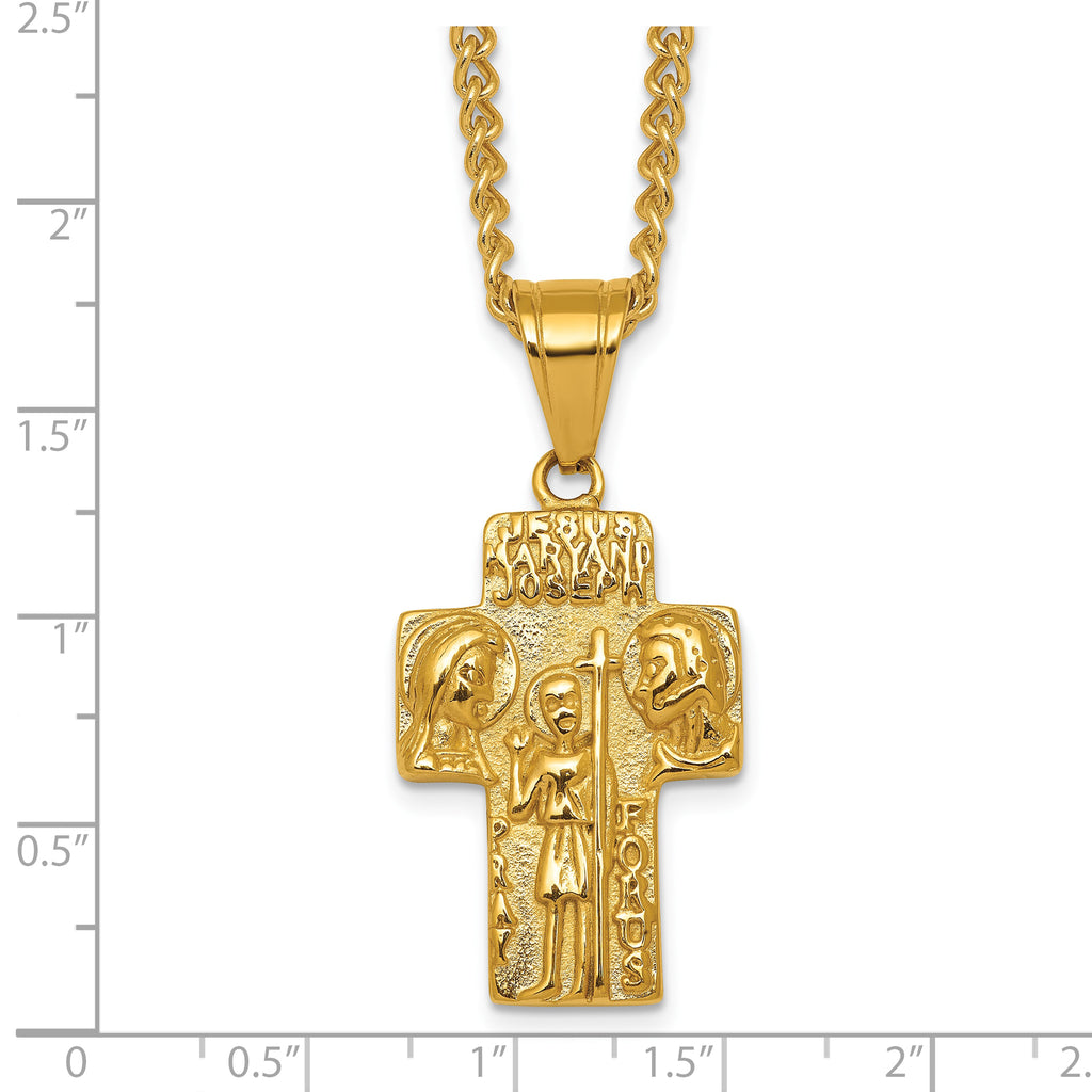 Gold-Tone Polished Cross Stainless Steel Necklace 2.8mm