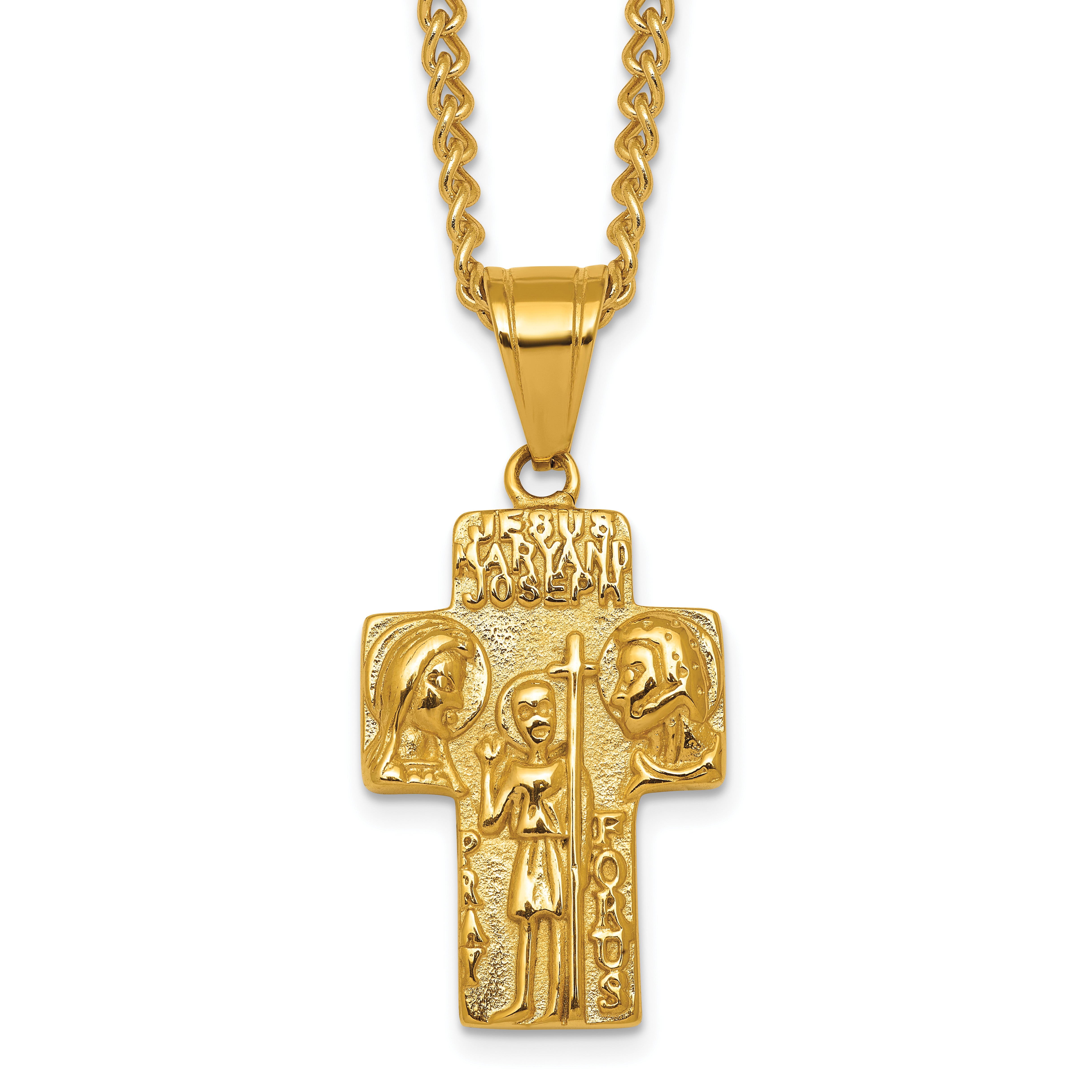 Gold-Tone Polished Cross Stainless Steel Necklace 2.8mm Main image
