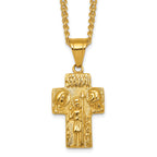 Gold-Tone Polished Cross Stainless Steel Necklace 2.8mm