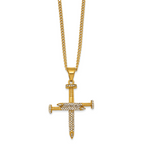 Gold-Tone Polished Crystal Cross Stainless Steel Necklace 2.95mm