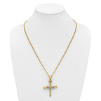 Gold-Tone Polished Crystal Cross Stainless Steel Necklace 2.95mm