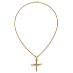 Gold-Tone Polished Crystal Cross Stainless Steel Necklace 2.95mm