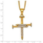 Gold-Tone Polished Crystal Cross Stainless Steel Necklace 2.95mm