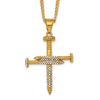 Gold-Tone Polished Crystal Cross Stainless Steel Necklace 2.95mm