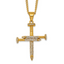 Gold-Tone Polished Crystal Cross Stainless Steel Necklace 2.95mm