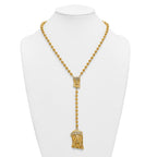 Gold-Tone Polished Crystal Stainless Steel Necklace 6mm